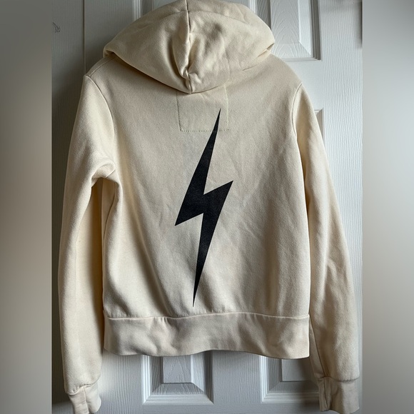 Aviator Nation Ivory Bolt Zip Up Hoodie XS - Picture 2 of 6